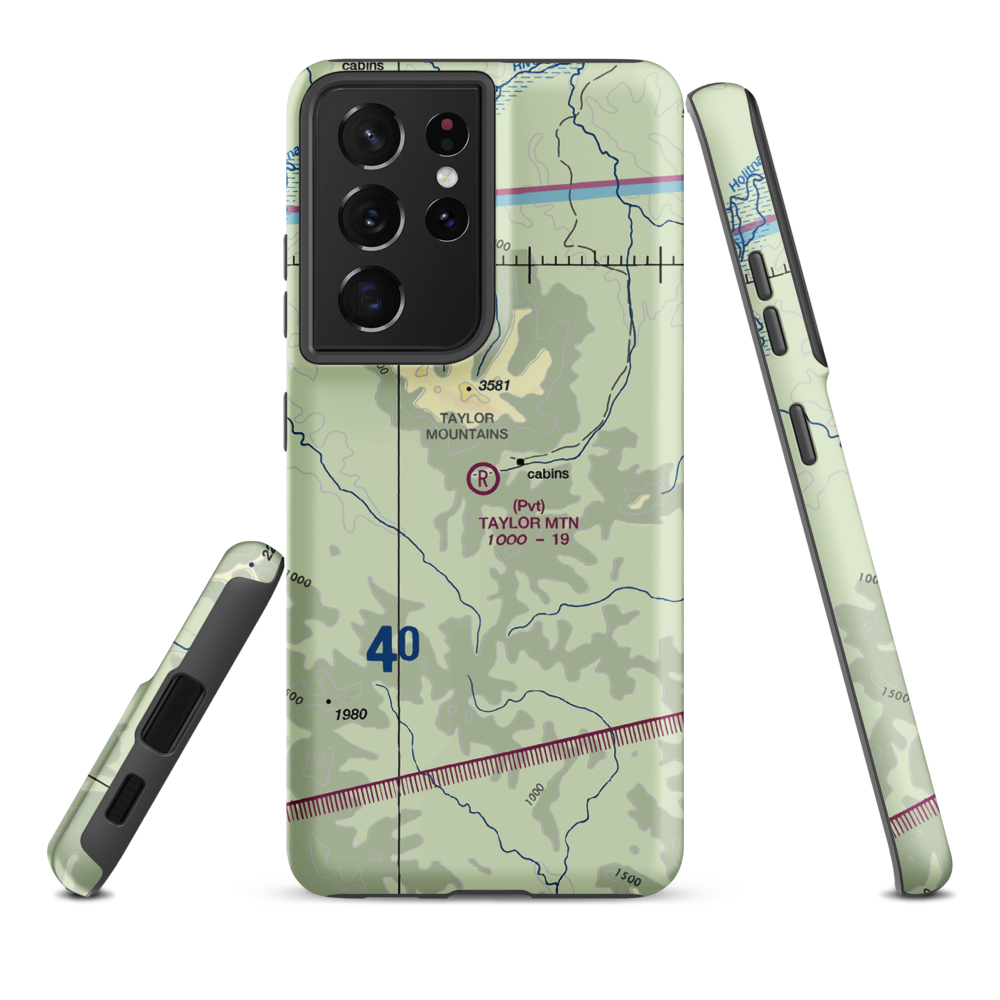 Taylor Mountain Airport (AK64) VFR Sectional Samsung Phone Case Samsung Galaxy S21 Ultra model shown