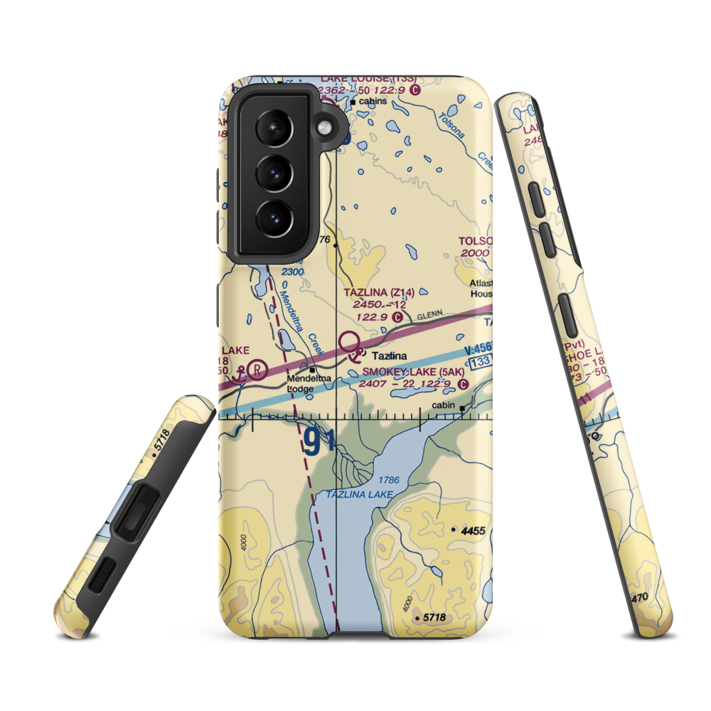 Tazlina Airport (Z14) VFR Sectional Samsung Phone Case Samsung Galaxy S21 FE model shown