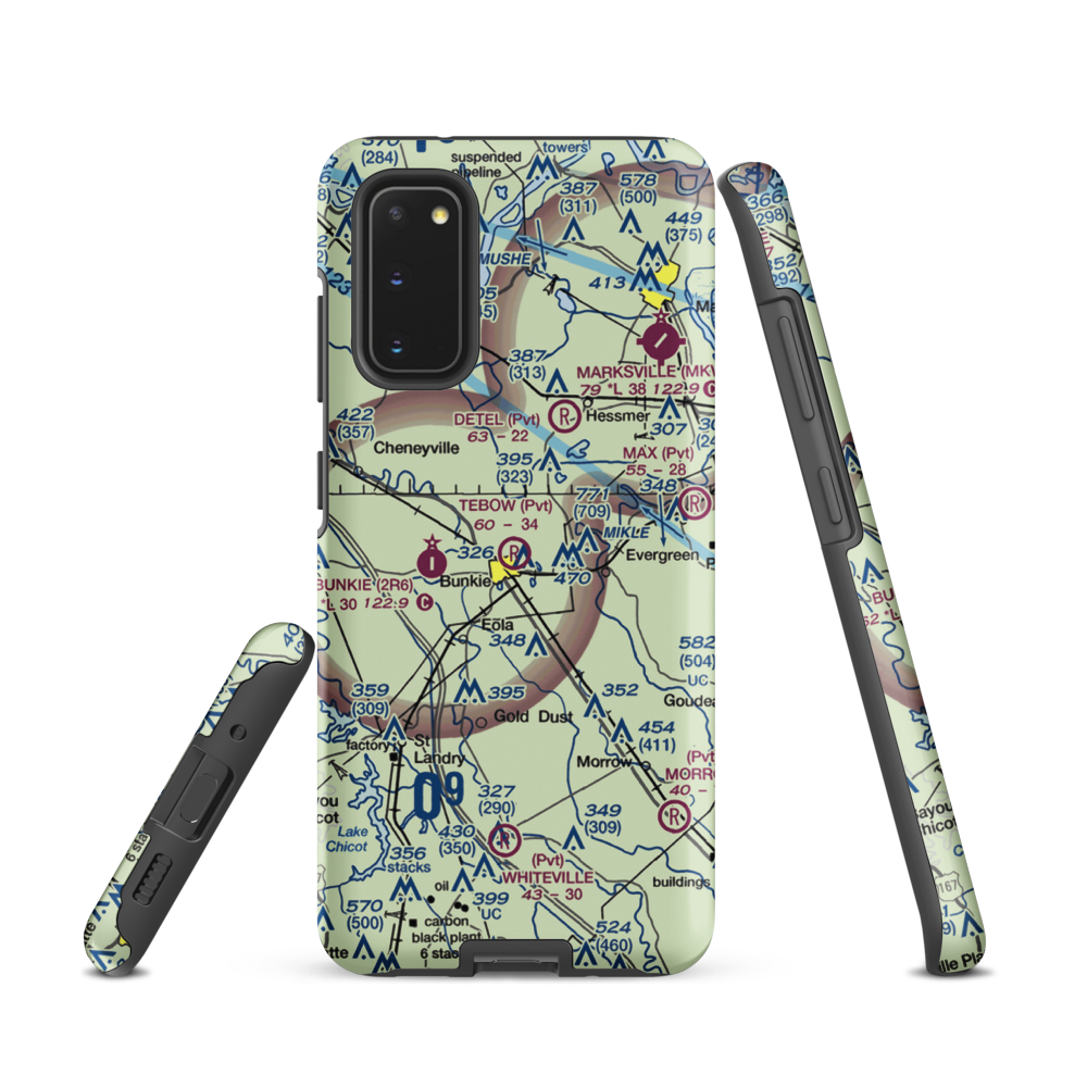 Tebow Airport (LA77) VFR Sectional Samsung Phone Case Samsung Galaxy S20 model shown