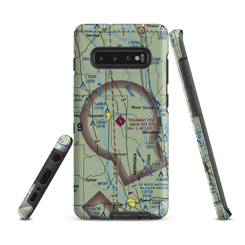Tekamah Municipal Airport (TQE) VFR Sectional Samsung Phone Case Samsung Galaxy S10 Plus model shown