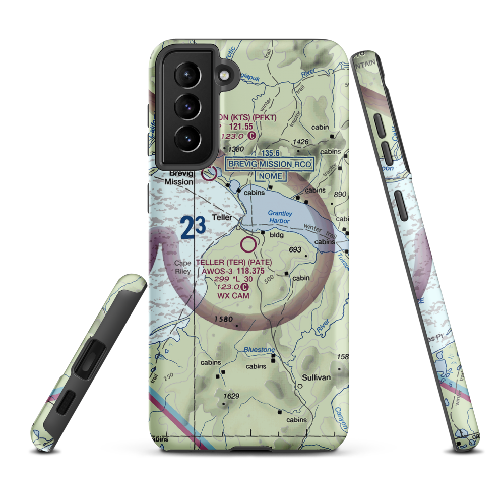 Teller Airport (TER) VFR Sectional Samsung Phone Case Samsung Galaxy S21 Plus model shown