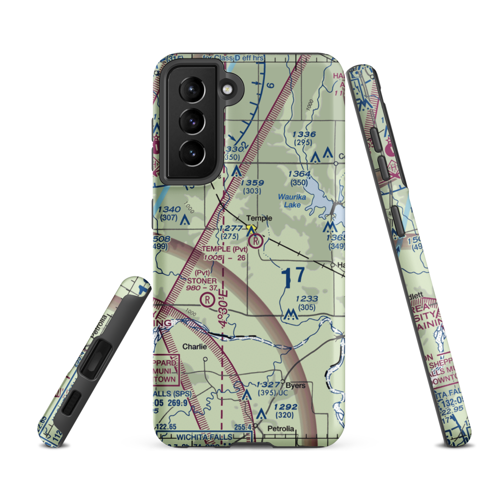 Temple Airport Inc Airport (OK79) VFR Sectional Samsung Phone Case Samsung Galaxy S21 FE model shown