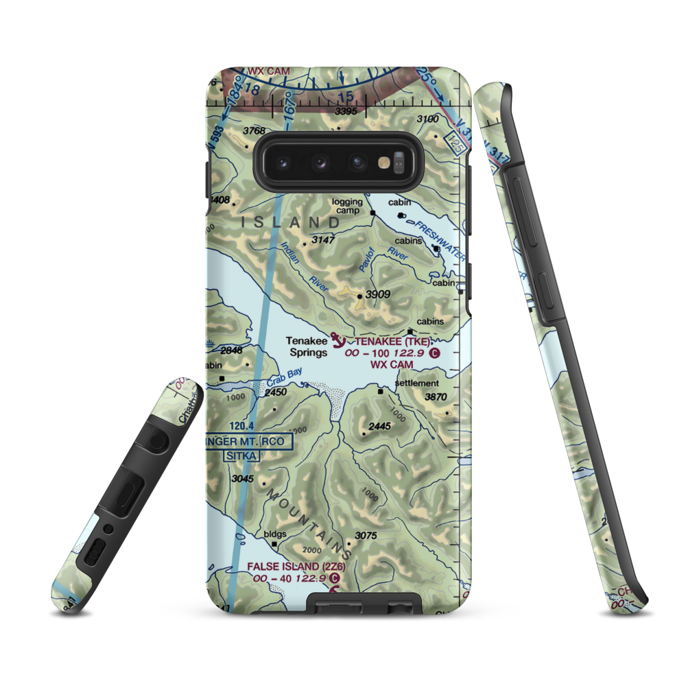 Tenakee Seaplane Base (TKE) VFR Sectional Samsung Phone Case Samsung Galaxy S10 Plus model shown