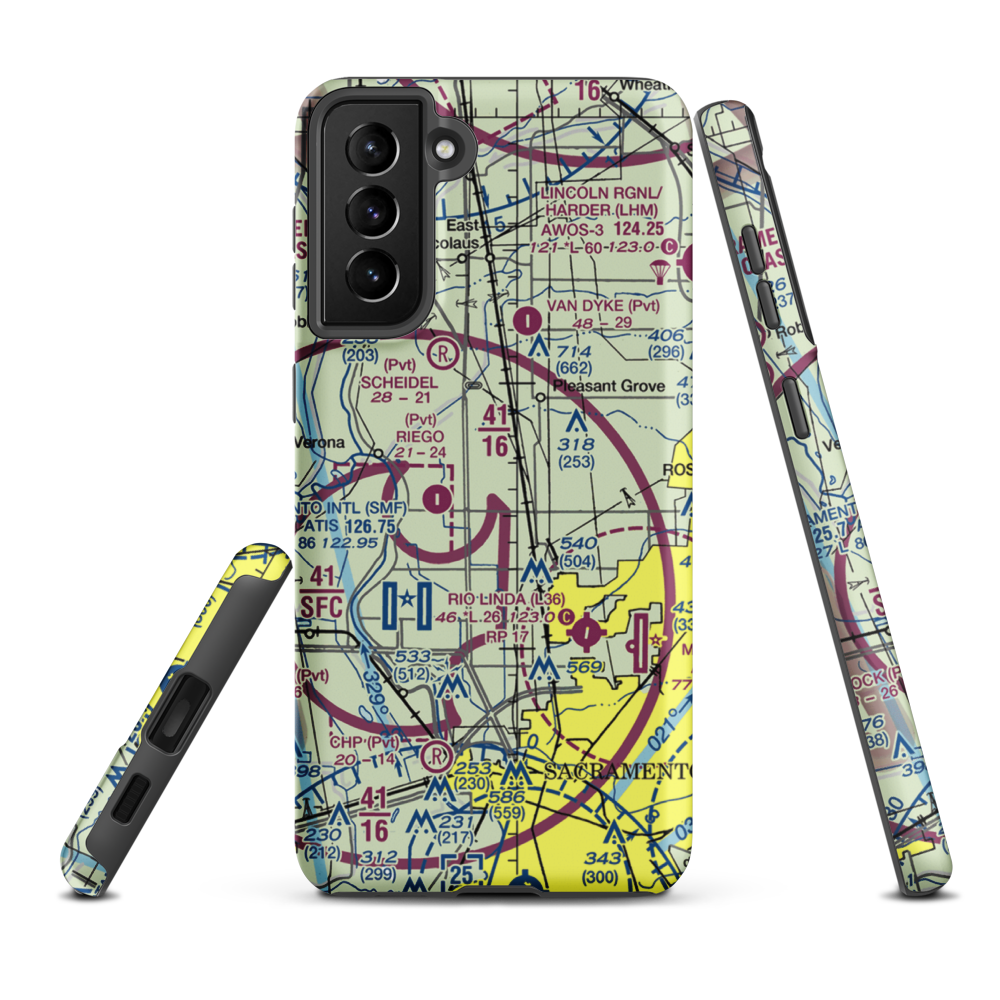 Tenco Tractor Airport (US-0037) VFR Sectional Samsung Phone Case Samsung Galaxy S21 Plus model shown