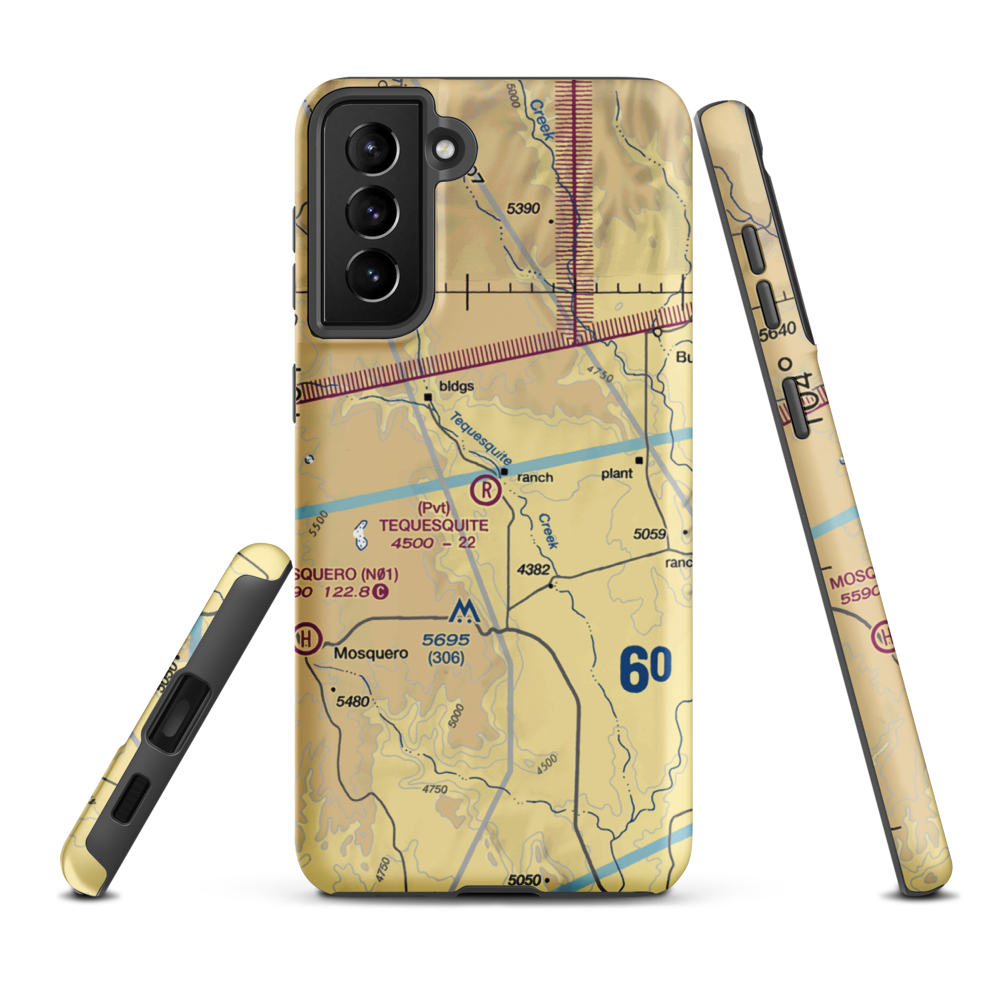 Tequesquite Ranch Airport (NM10) VFR Sectional Samsung Phone Case Samsung Galaxy S21 FE model shown