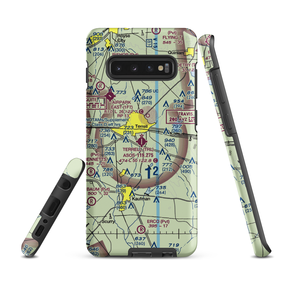 Terrell Municipal Airport (TRL) VFR Sectional Samsung Phone Case Samsung Galaxy S10 Plus model shown