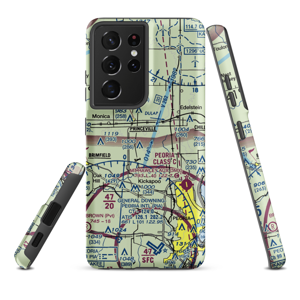 Teubel Restricted Landing Area (65IL) VFR Sectional Samsung Phone Case Samsung Galaxy S21 Plus model shown