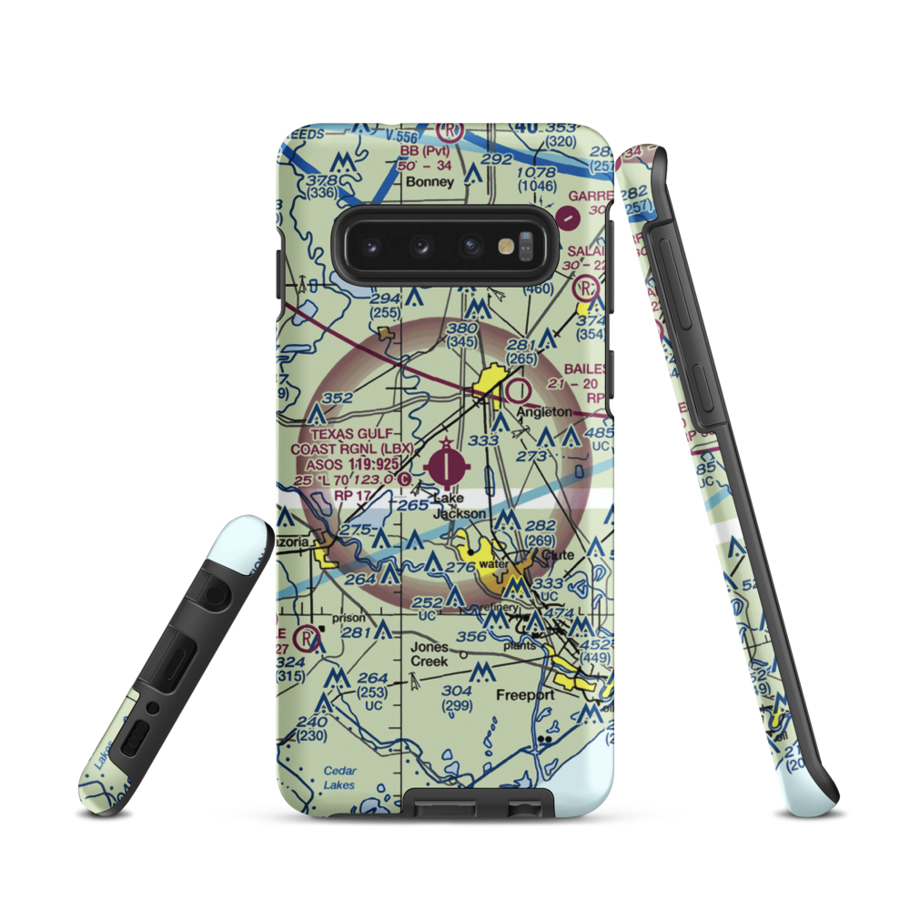 Texas Gulf Coast Regional Airport (LBX) VFR Sectional Samsung Phone Case Samsung Galaxy S10 model shown