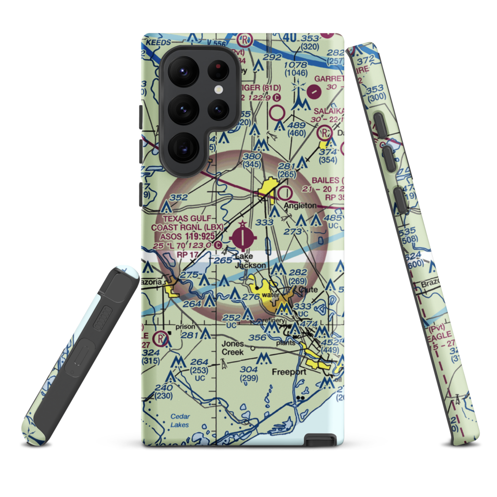 Texas Gulf Coast Regional Airport (LBX) VFR Sectional Samsung Phone Case Samsung Galaxy S22 Ultra model shown