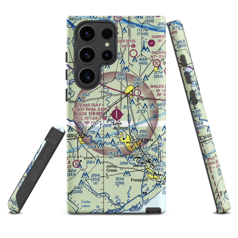 Texas Gulf Coast Regional Airport (LBX) VFR Sectional Samsung Phone Case Samsung Galaxy S23 Ultra model shown
