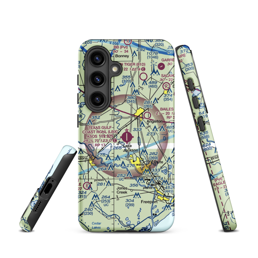 Texas Gulf Coast Regional Airport (LBX) VFR Sectional Samsung Phone Case Samsung Galaxy S24 model shown