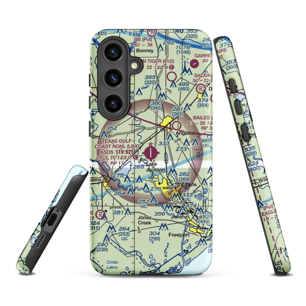 Texas Gulf Coast Regional Airport (LBX) VFR Sectional Samsung Phone Case Samsung Galaxy S24 Plus model shown