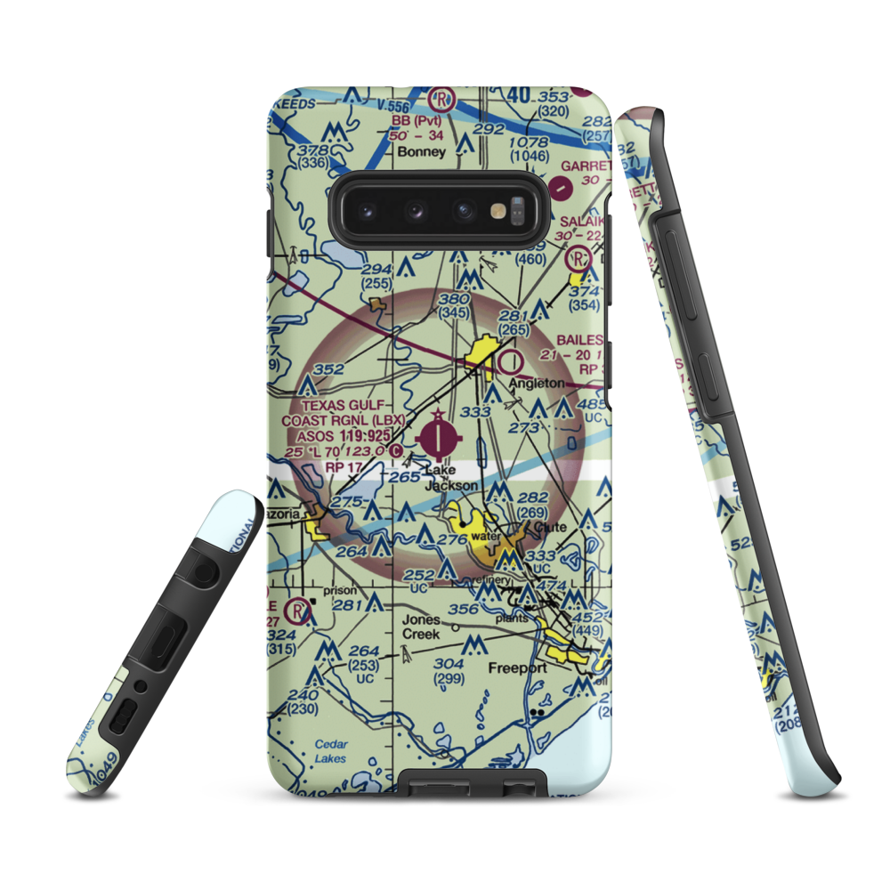 Texas Gulf Coast Regional Airport (LBX) VFR Sectional Samsung Phone Case Samsung Galaxy S10 Plus model shown