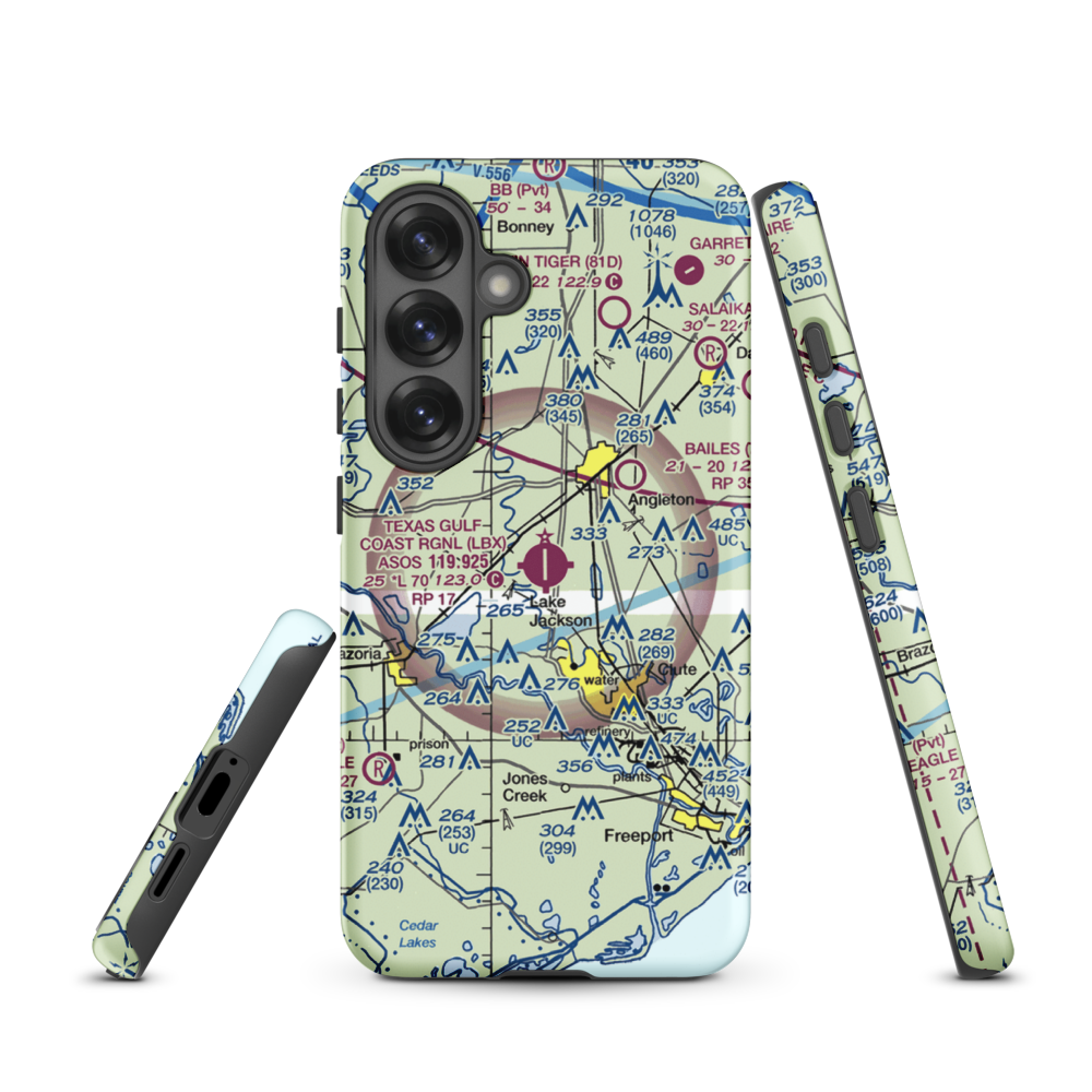 Texas Gulf Coast Regional Airport (LBX) VFR Sectional Samsung Phone Case Samsung Galaxy S25 model shown