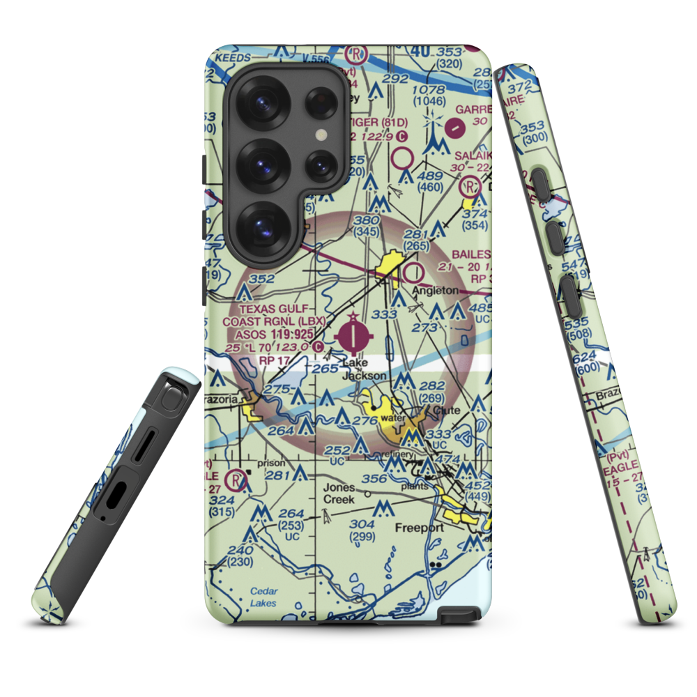 Texas Gulf Coast Regional Airport (LBX) VFR Sectional Samsung Phone Case Samsung Galaxy S25 Ultra model shown