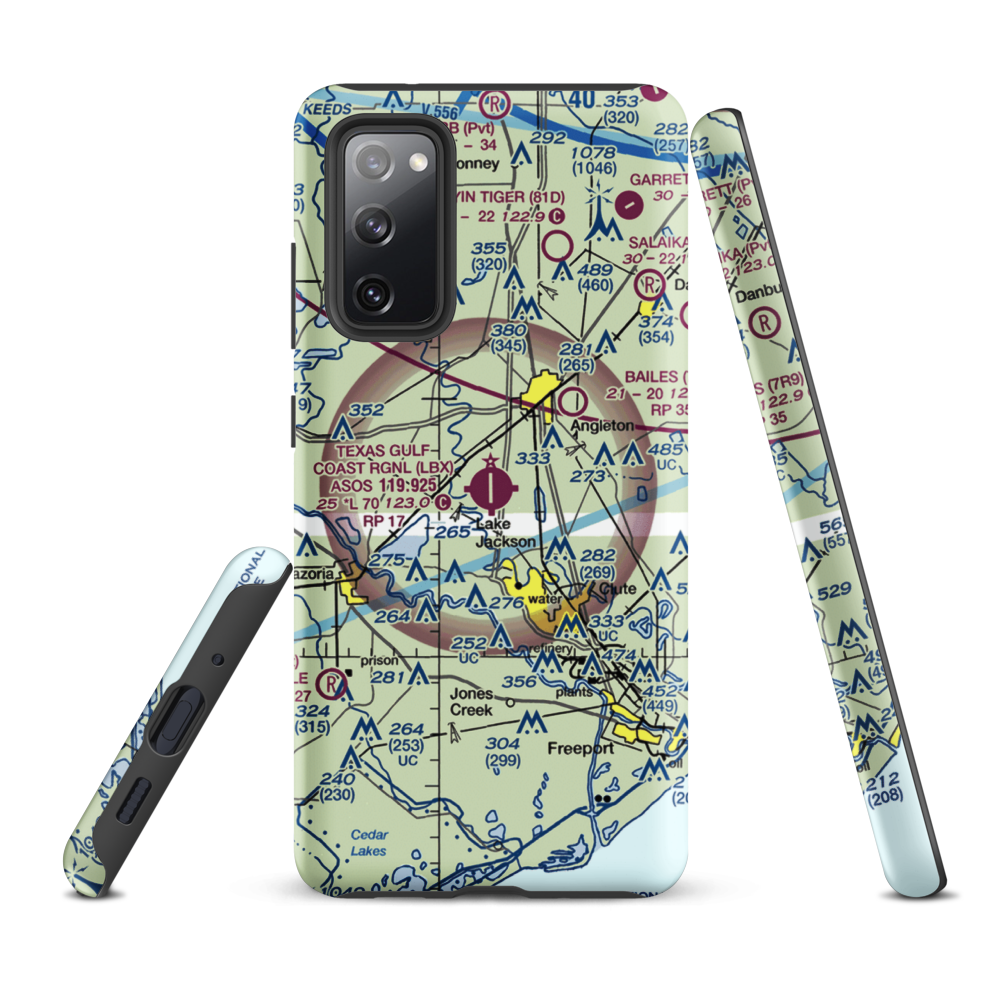 Texas Gulf Coast Regional Airport (LBX) VFR Sectional Samsung Phone Case Samsung Galaxy S20 FE model shown