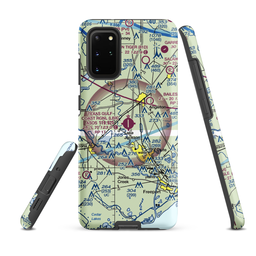 Texas Gulf Coast Regional Airport (LBX) VFR Sectional Samsung Phone Case Samsung Galaxy S20 Plus model shown