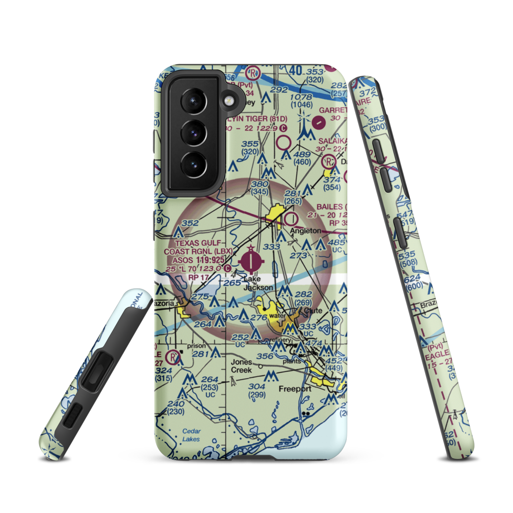 Texas Gulf Coast Regional Airport (LBX) VFR Sectional Samsung Phone Case Samsung Galaxy S21 model shown