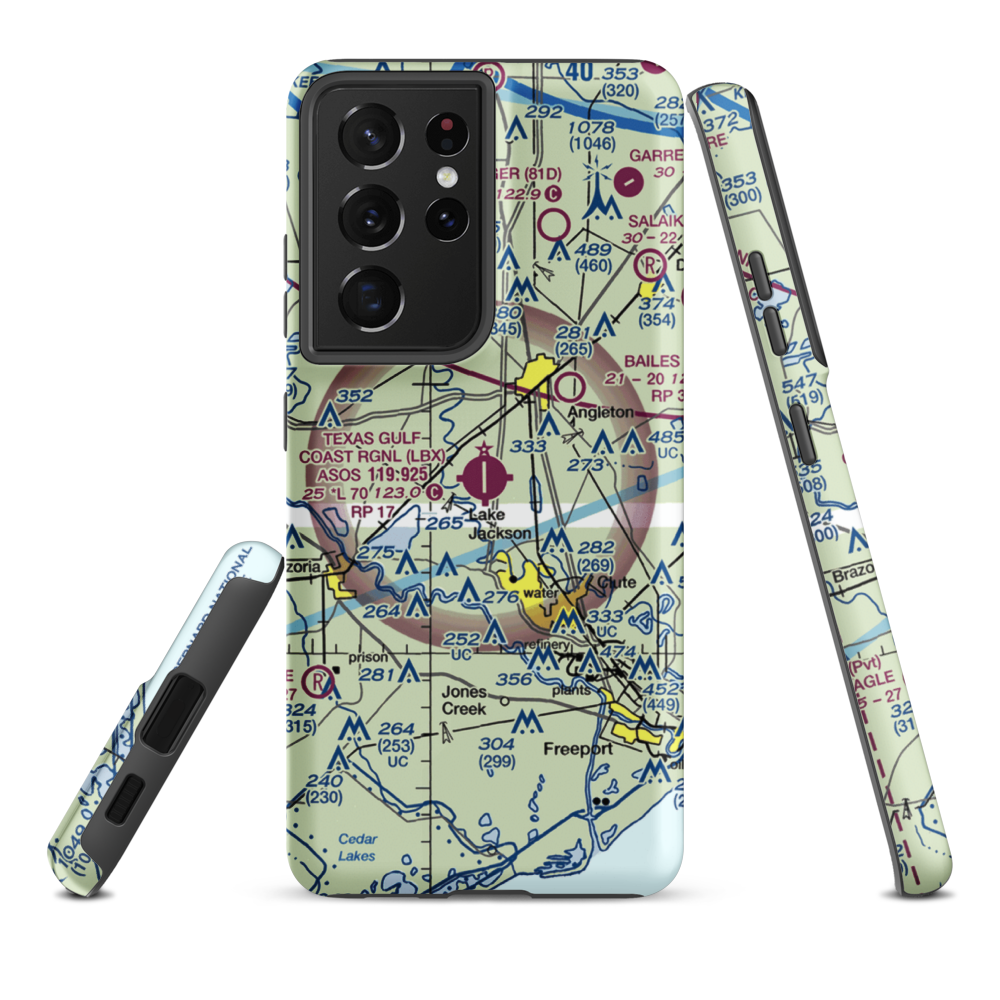 Texas Gulf Coast Regional Airport (LBX) VFR Sectional Samsung Phone Case Samsung Galaxy S21 Ultra model shown