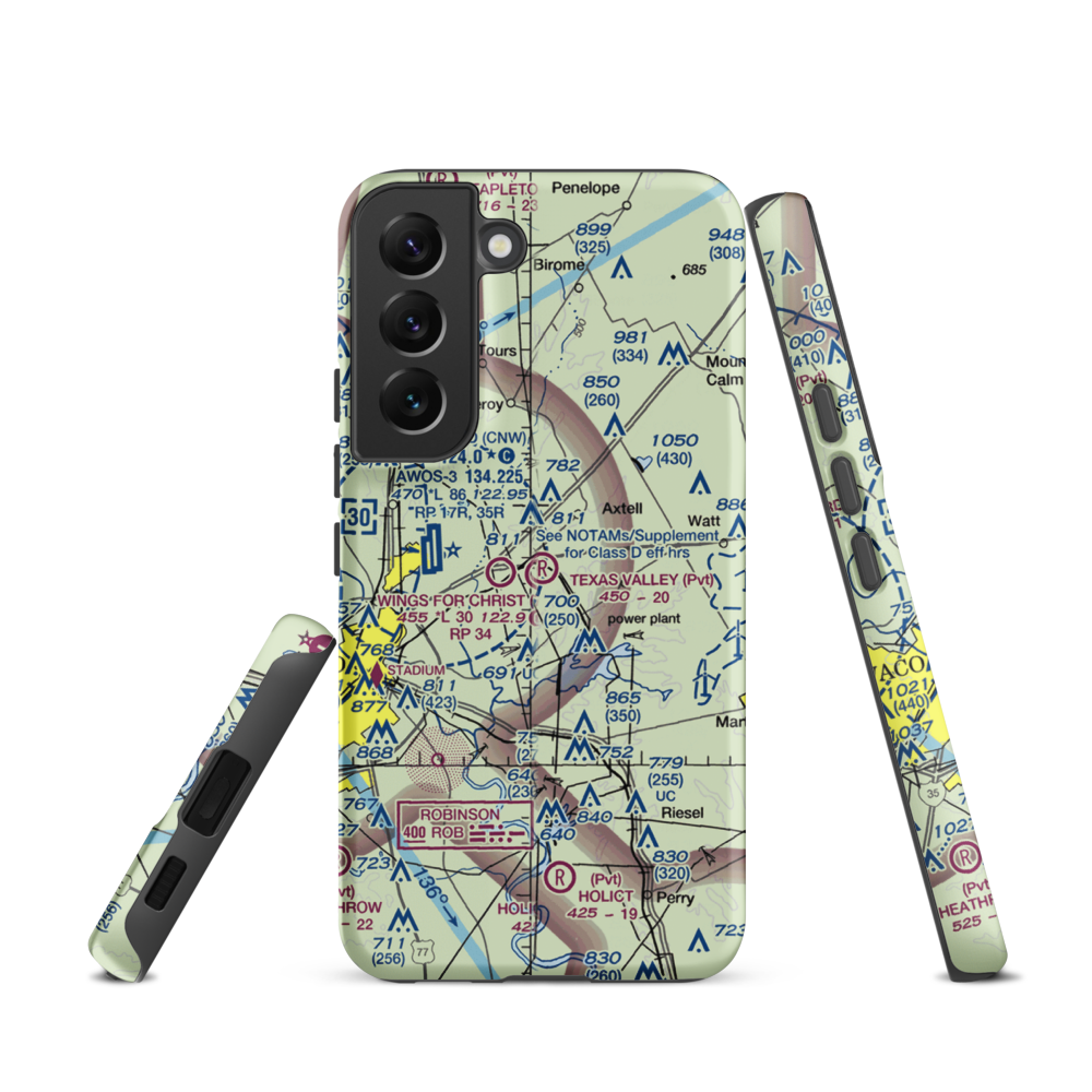 Texas Valley Air Field (TA57) VFR Sectional Samsung Phone Case Samsung Galaxy S22 model shown