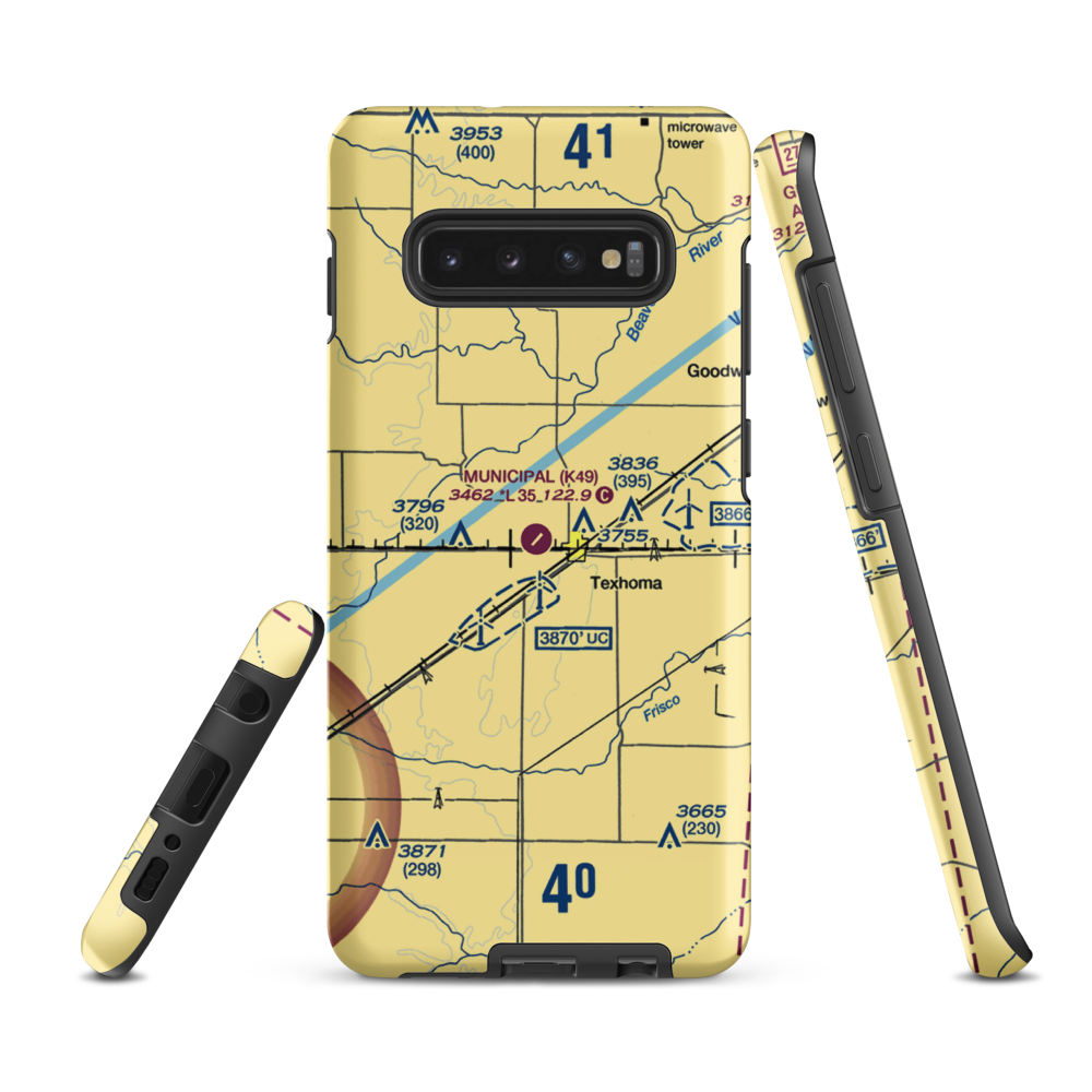 Texhoma Municipal Airport (K49) VFR Sectional Samsung Phone Case Samsung Galaxy S10 Plus model shown