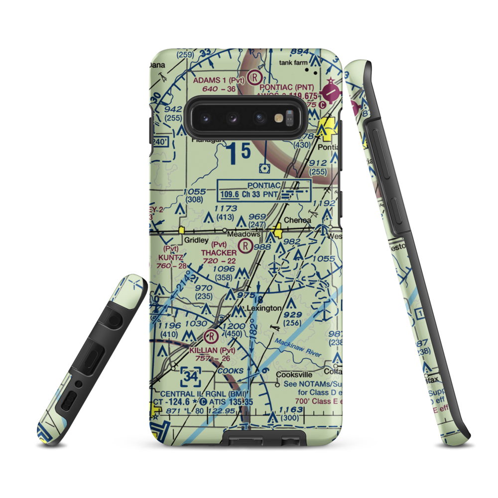 Thacker Airport (11LL) VFR Sectional Samsung Phone Case Samsung Galaxy S10 Plus model shown