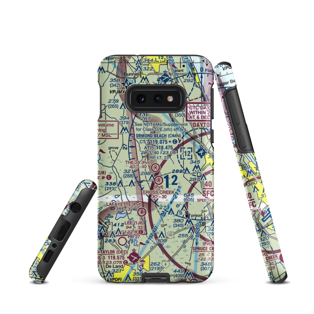 The 2A Ranch Airport (0FD0) VFR Sectional Samsung Phone Case Samsung Galaxy S10 Plus model shown