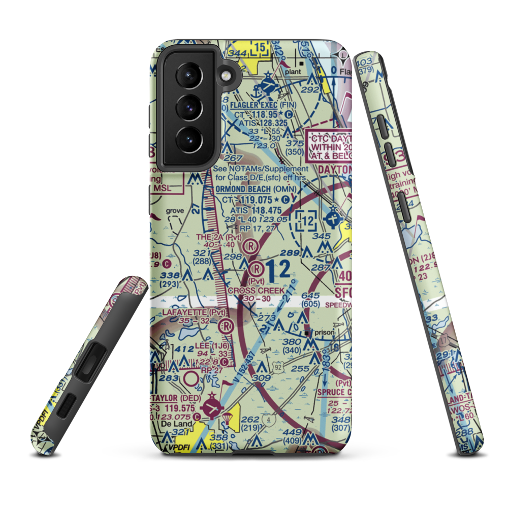 The 2A Ranch Airport (0FD0) VFR Sectional Samsung Phone Case Samsung Galaxy S21 FE model shown