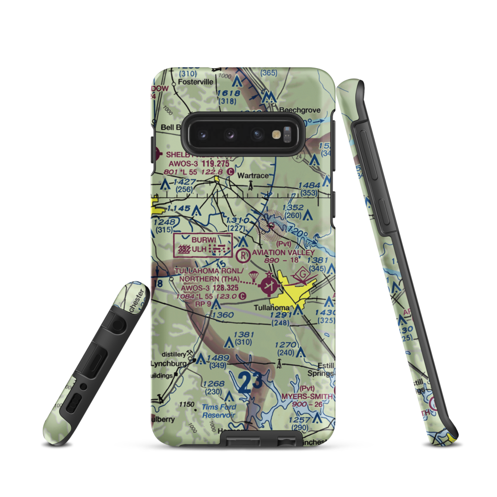 The Aviation Valley Airport (6TN4) VFR Sectional Samsung Phone Case Samsung Galaxy S10 model shown
