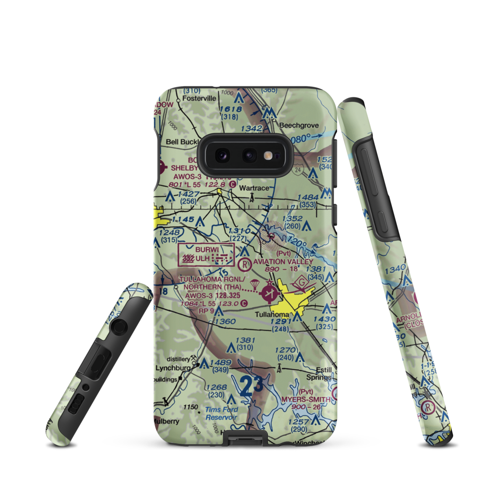 The Aviation Valley Airport (6TN4) VFR Sectional Samsung Phone Case Samsung Galaxy S10 Plus model shown