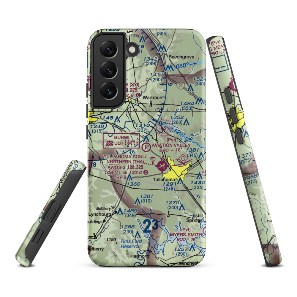 The Aviation Valley Airport (6TN4) VFR Sectional Samsung Phone Case Samsung Galaxy S22 Plus model shown