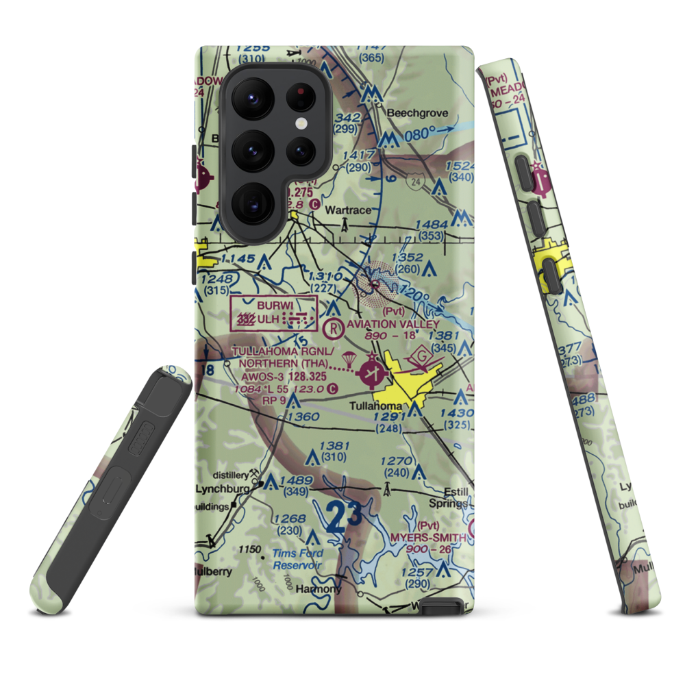 The Aviation Valley Airport (6TN4) VFR Sectional Samsung Phone Case Samsung Galaxy S22 Ultra model shown