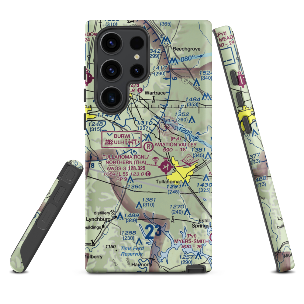 The Aviation Valley Airport (6TN4) VFR Sectional Samsung Phone Case Samsung Galaxy S23 Ultra model shown