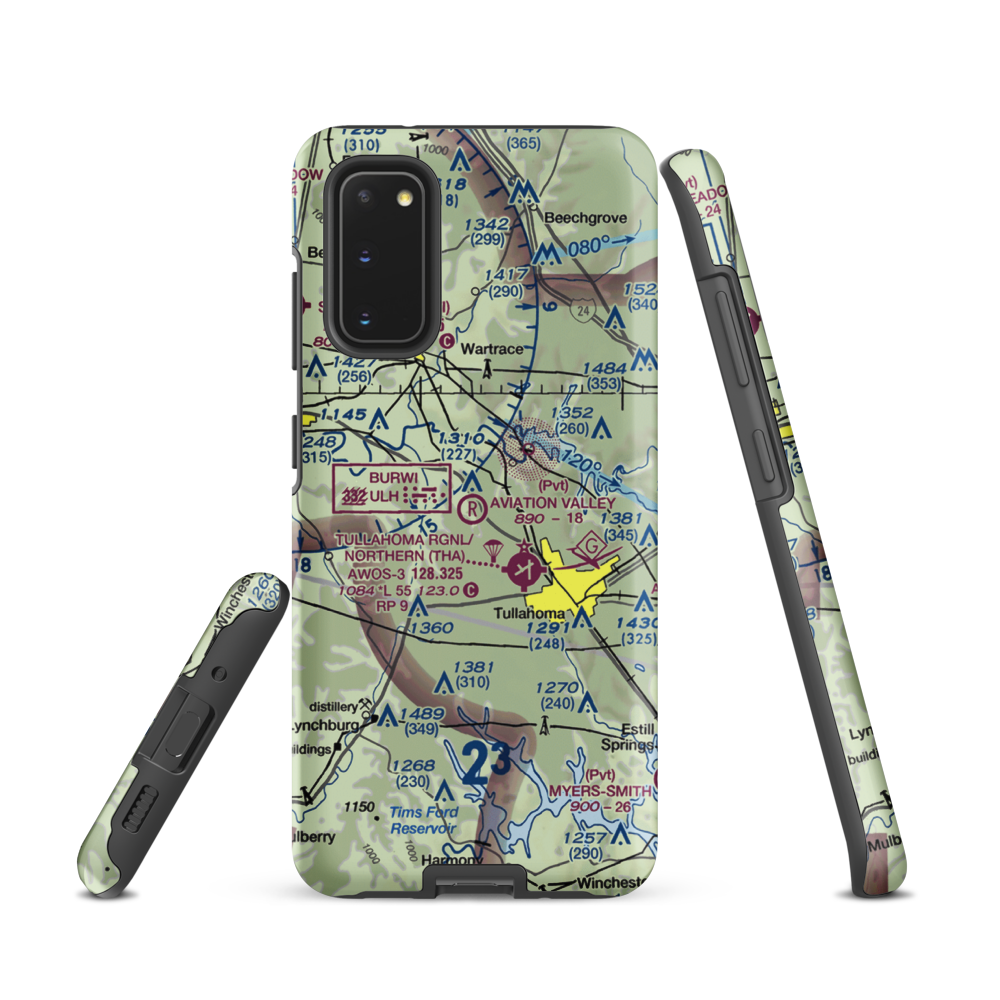 The Aviation Valley Airport (6TN4) VFR Sectional Samsung Phone Case Samsung Galaxy S20 model shown