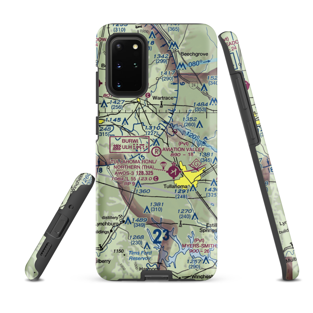 The Aviation Valley Airport (6TN4) VFR Sectional Samsung Phone Case Samsung Galaxy S20 Plus model shown