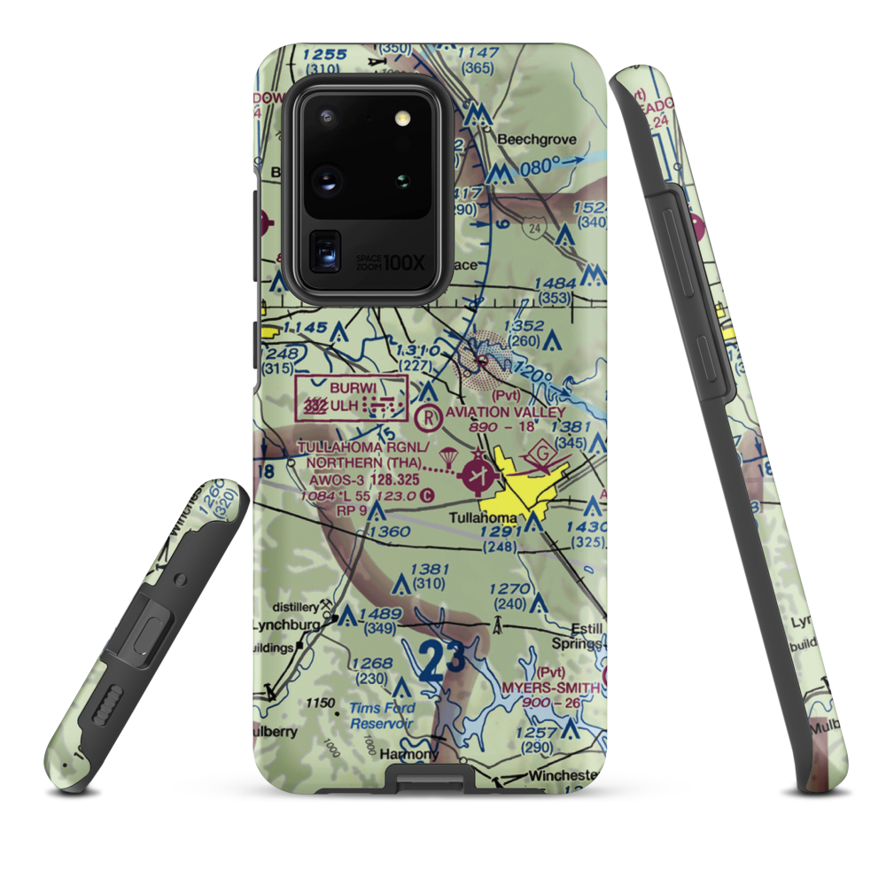 The Aviation Valley Airport (6TN4) VFR Sectional Samsung Phone Case Samsung Galaxy S20 Ultra model shown