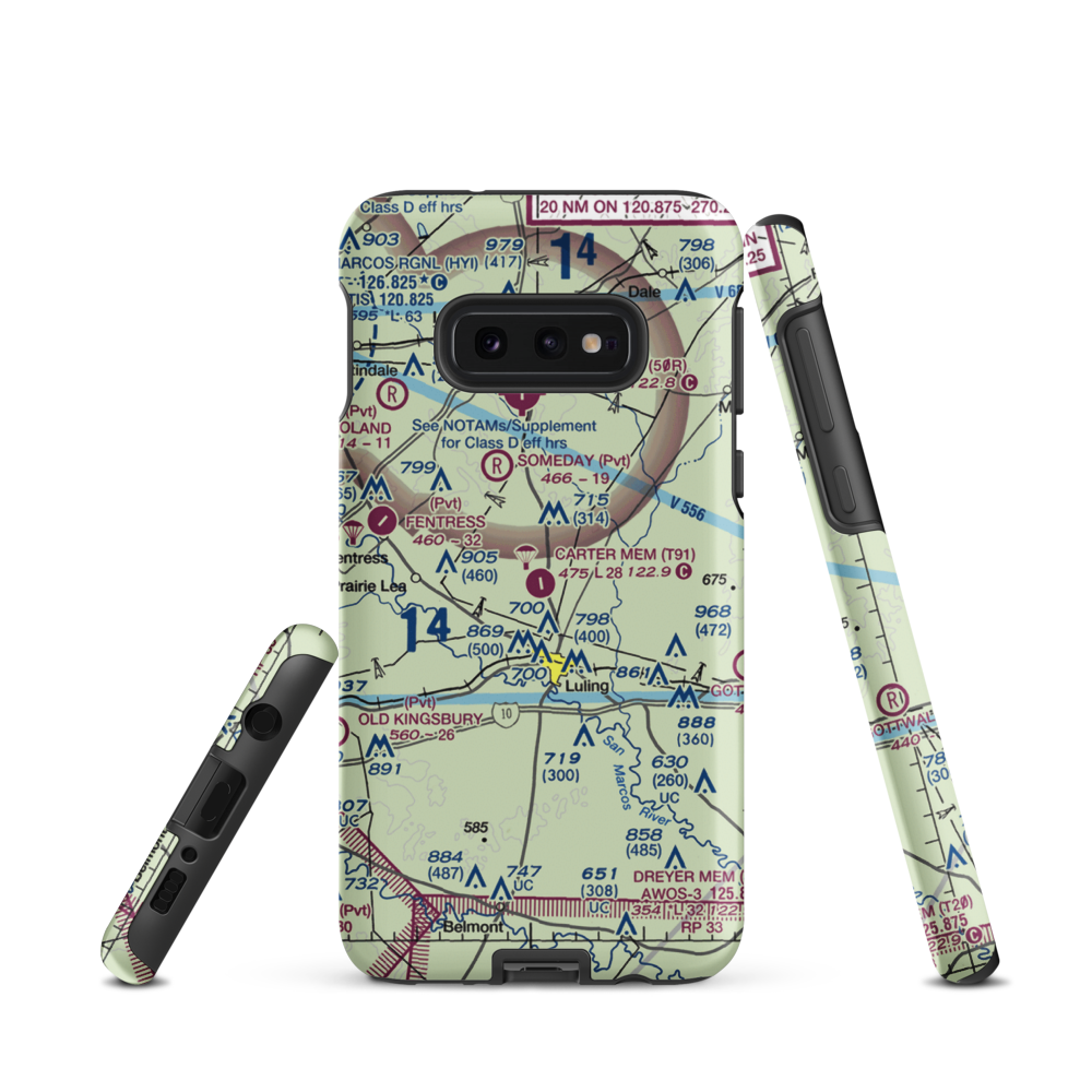 The Carter Memorial Airport (T91) VFR Sectional Samsung Phone Case Samsung Galaxy S10e model shown
