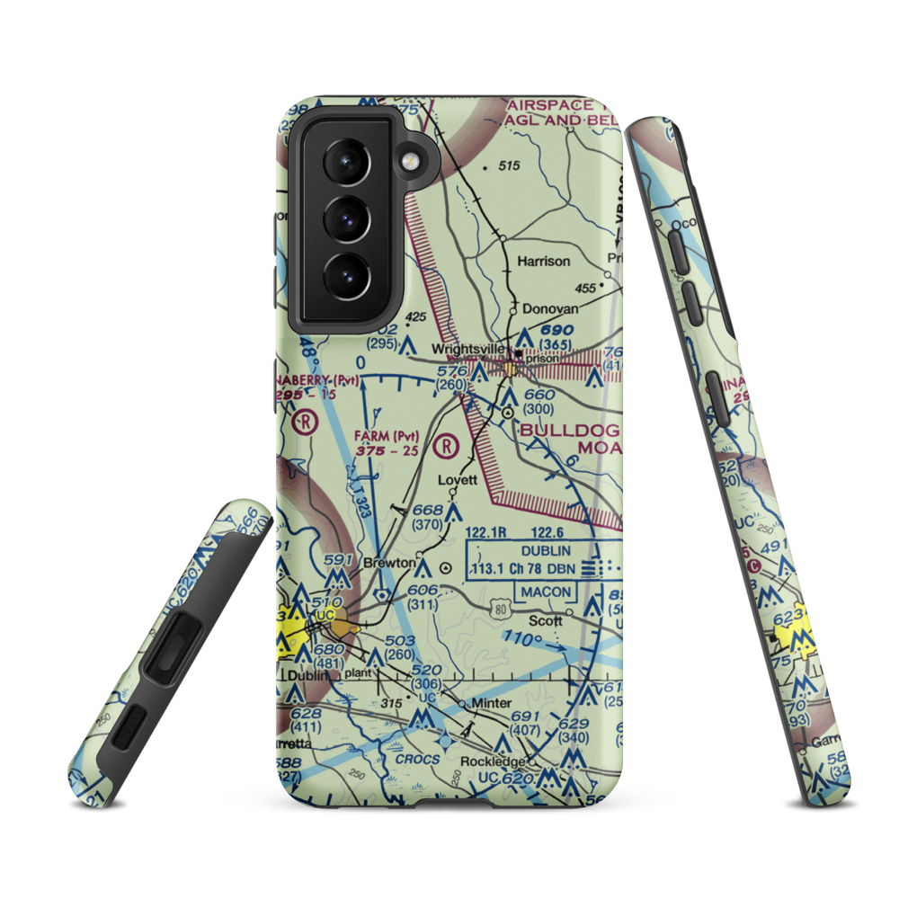 The Farm Airport (01GE) VFR Sectional Samsung Phone Case Samsung Galaxy S21 FE model shown