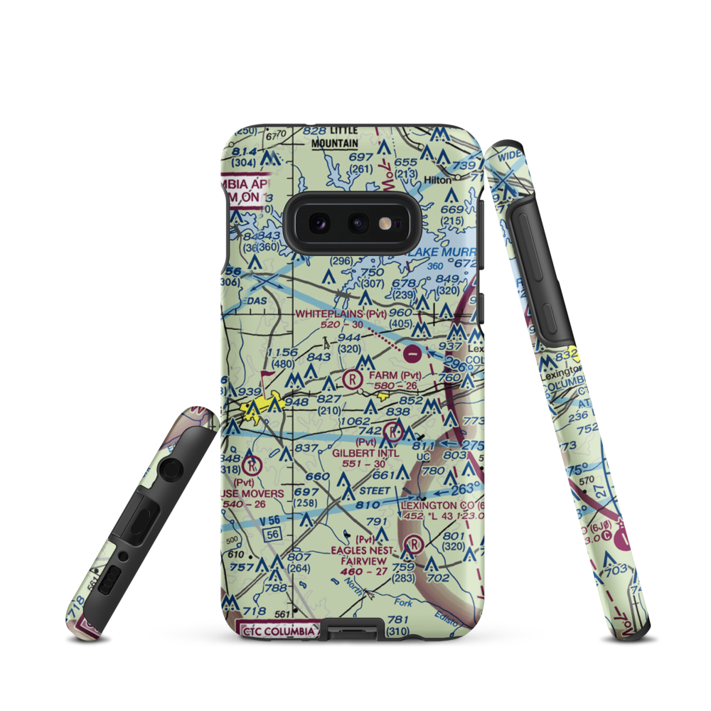 The Farm Airport (24SC) VFR Sectional Samsung Phone Case Samsung Galaxy S10e model shown