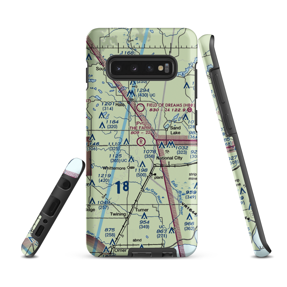 The Farm Airport (2MI6) VFR Sectional Samsung Phone Case Samsung Galaxy S10 Plus model shown