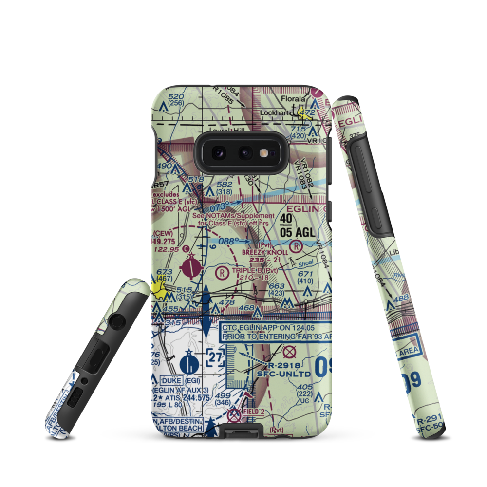 The Funny Farm Airport (FD03) VFR Sectional Samsung Phone Case Samsung Galaxy S10 Plus model shown