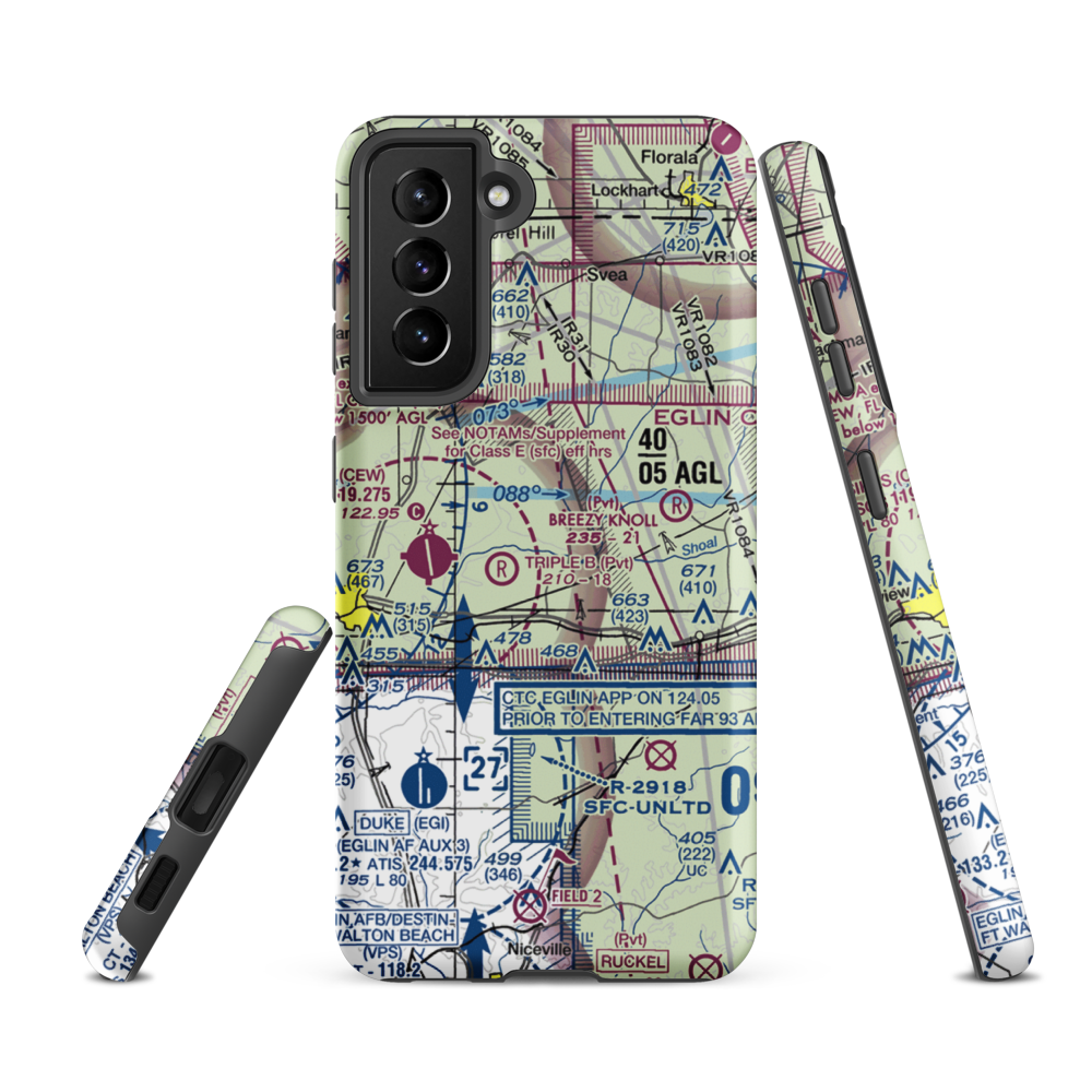 The Funny Farm Airport (FD03) VFR Sectional Samsung Phone Case Samsung Galaxy S21 Ultra model shown