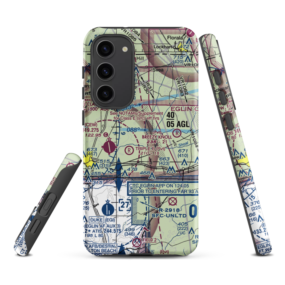 The Funny Farm Airport (FD03) VFR Sectional Samsung Phone Case Samsung Galaxy S23 Plus model shown