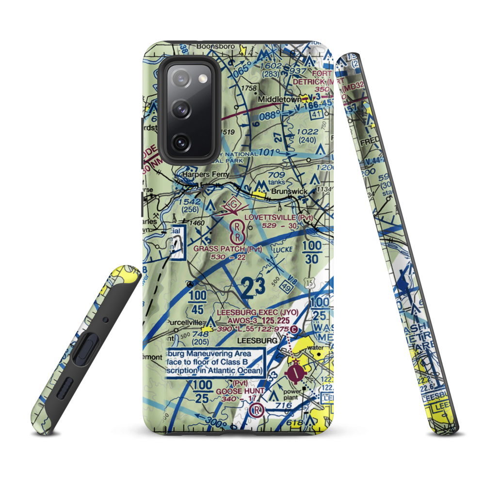 The Grass Patch Airport (VA62) VFR Sectional Samsung Phone Case Samsung Galaxy S20 FE model shown
