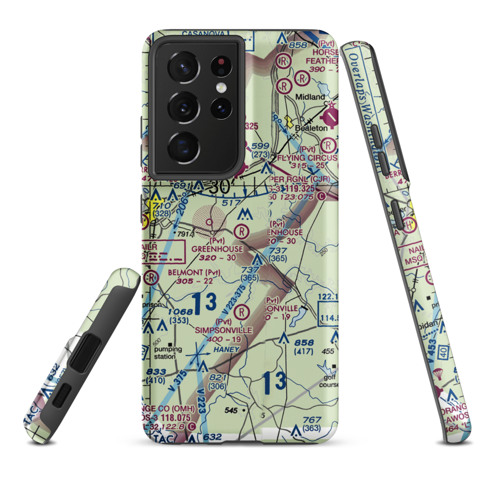 The Greenhouse Airport (02VA) VFR Sectional Samsung Phone Case Samsung Galaxy S21 Ultra model shown