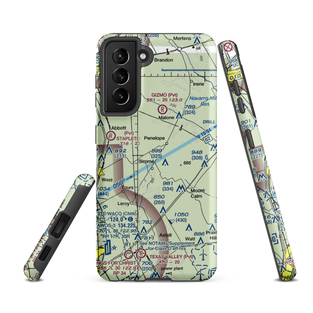The Landing Airport (9XS1) VFR Sectional Samsung Phone Case Samsung Galaxy S21 FE model shown