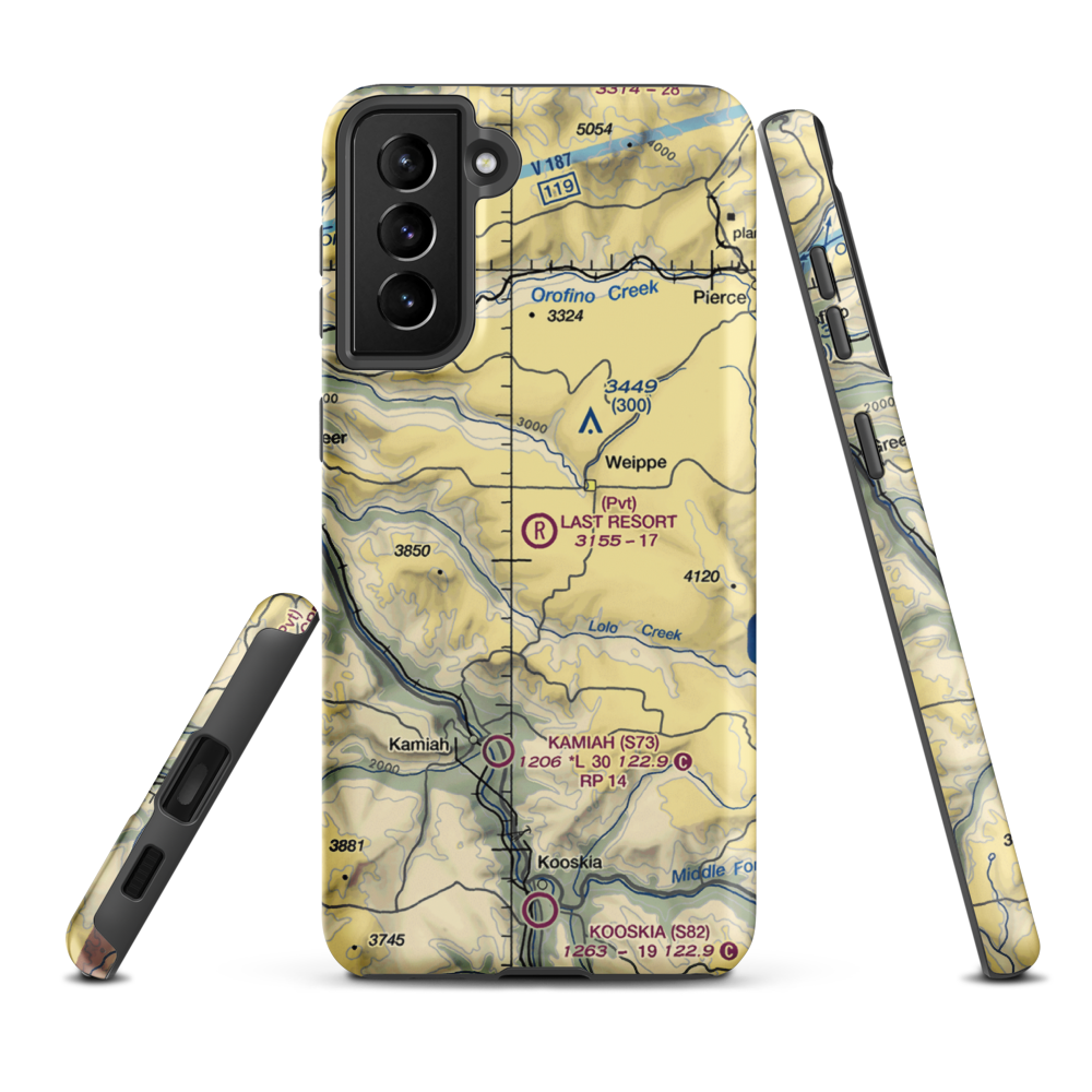 The Last Resort Airport (3ID2) VFR Sectional Samsung Phone Case Samsung Galaxy S21 Plus model shown
