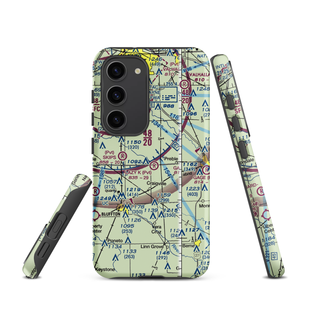 The Lazy K Airport (0IN2) VFR Sectional Samsung Phone Case Samsung Galaxy S23 model shown
