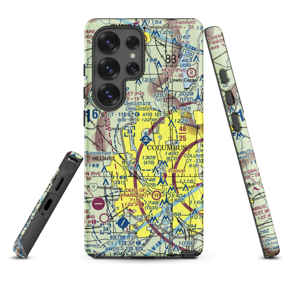 The Ohio State University Airport - Don Scott Field (OSU) VFR Sectional Samsung Phone Case Samsung Galaxy S25 Ultra model shown