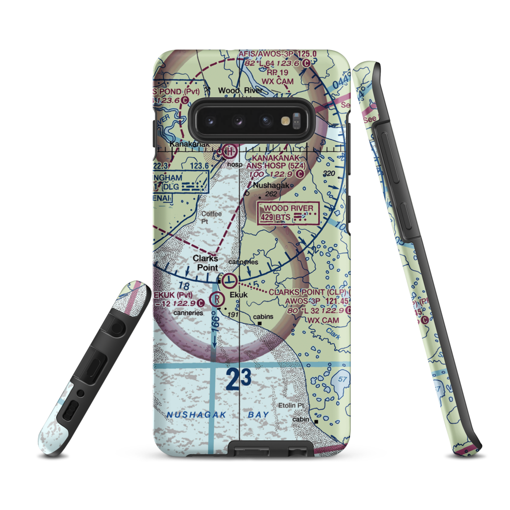 The Queens Airport (93AK) VFR Sectional Samsung Phone Case Samsung Galaxy S10 Plus model shown